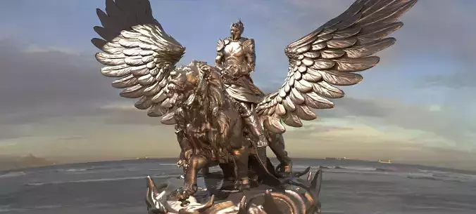 Great lion Warrior Statue  3D model