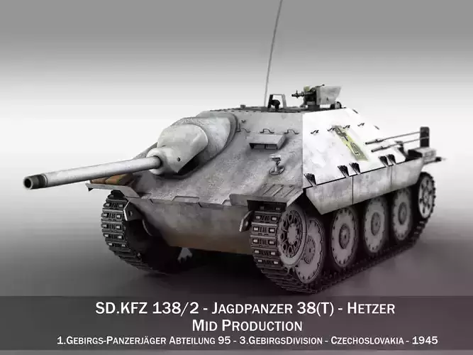 Jagdpanzer 38t Hetzer - 3 Gebirgsdivision 3D model
