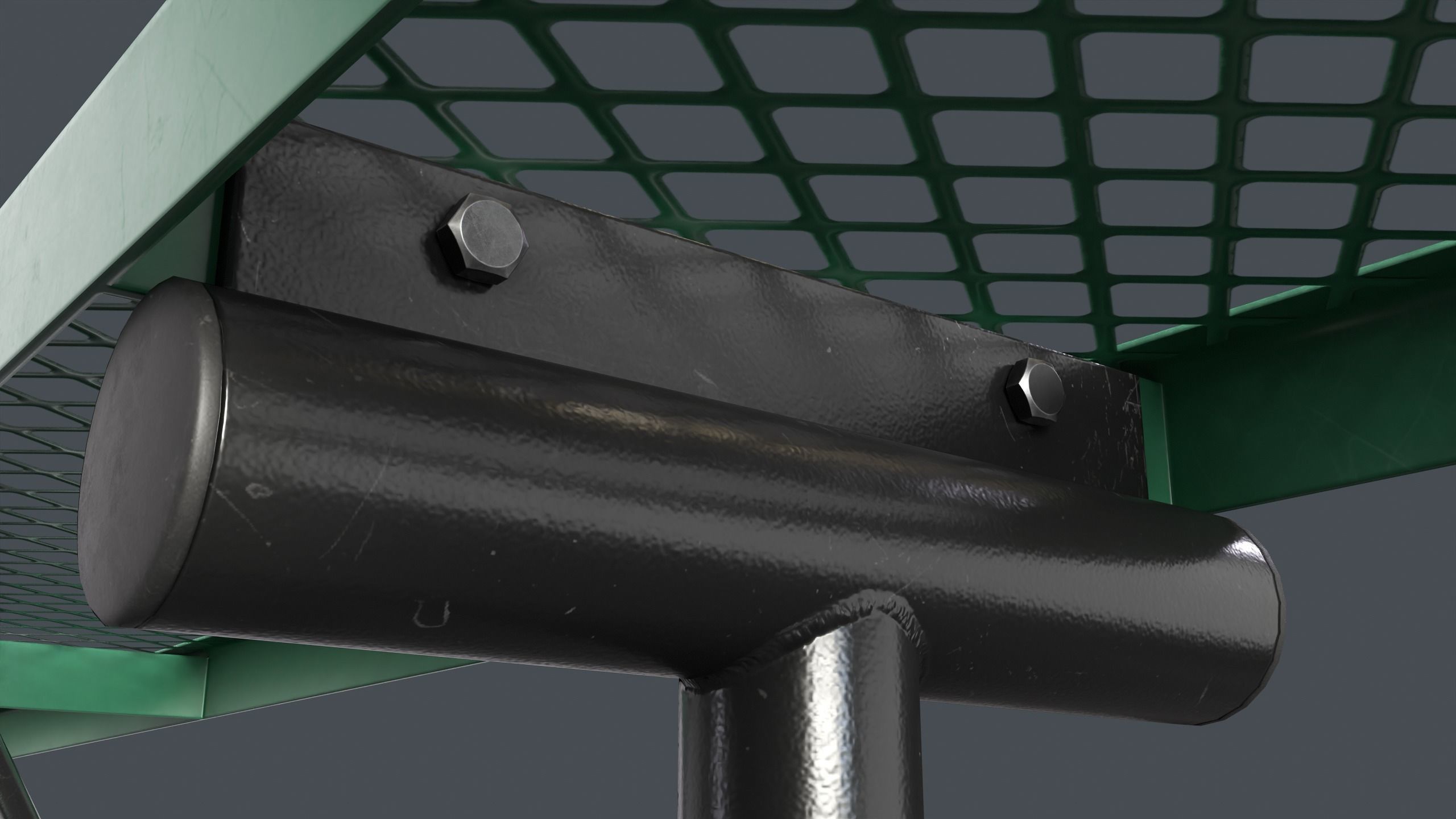 Metal Modern Bench 17 PBR Game Ready Low-poly 3D model_11