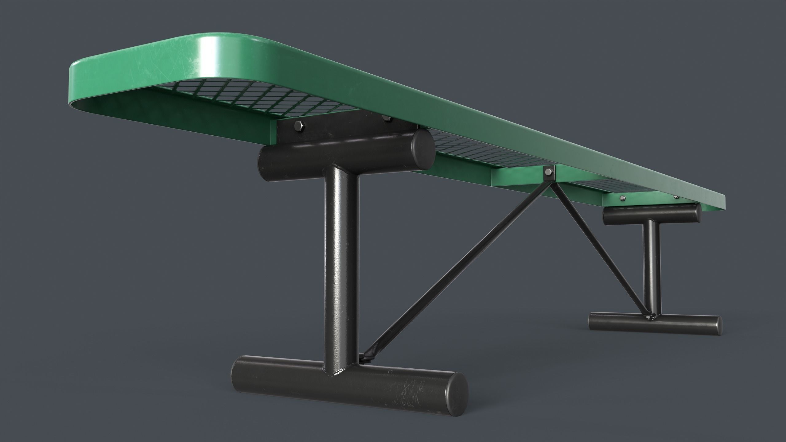 Metal Modern Bench 17 PBR Game Ready Low-poly 3D model_2