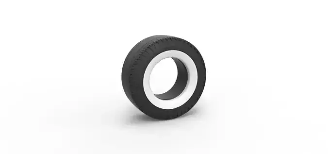 Whitewall rear tire of vintage dragster Version 2 Scale 1 to 25