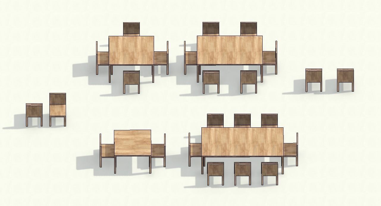 revit  wooden tables   3D model_2