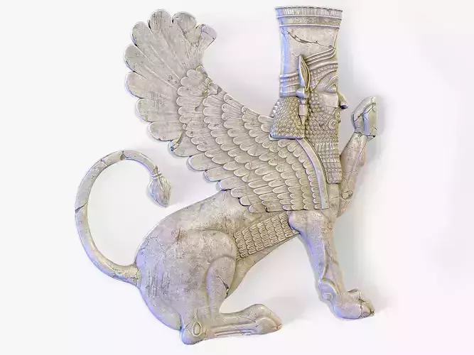 Persian Lamassu Bas Relief Low-poly 3D model