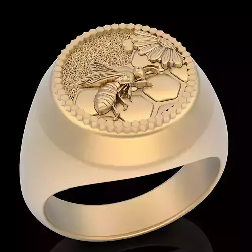Bee ring silver gold printable jewelry 3D model