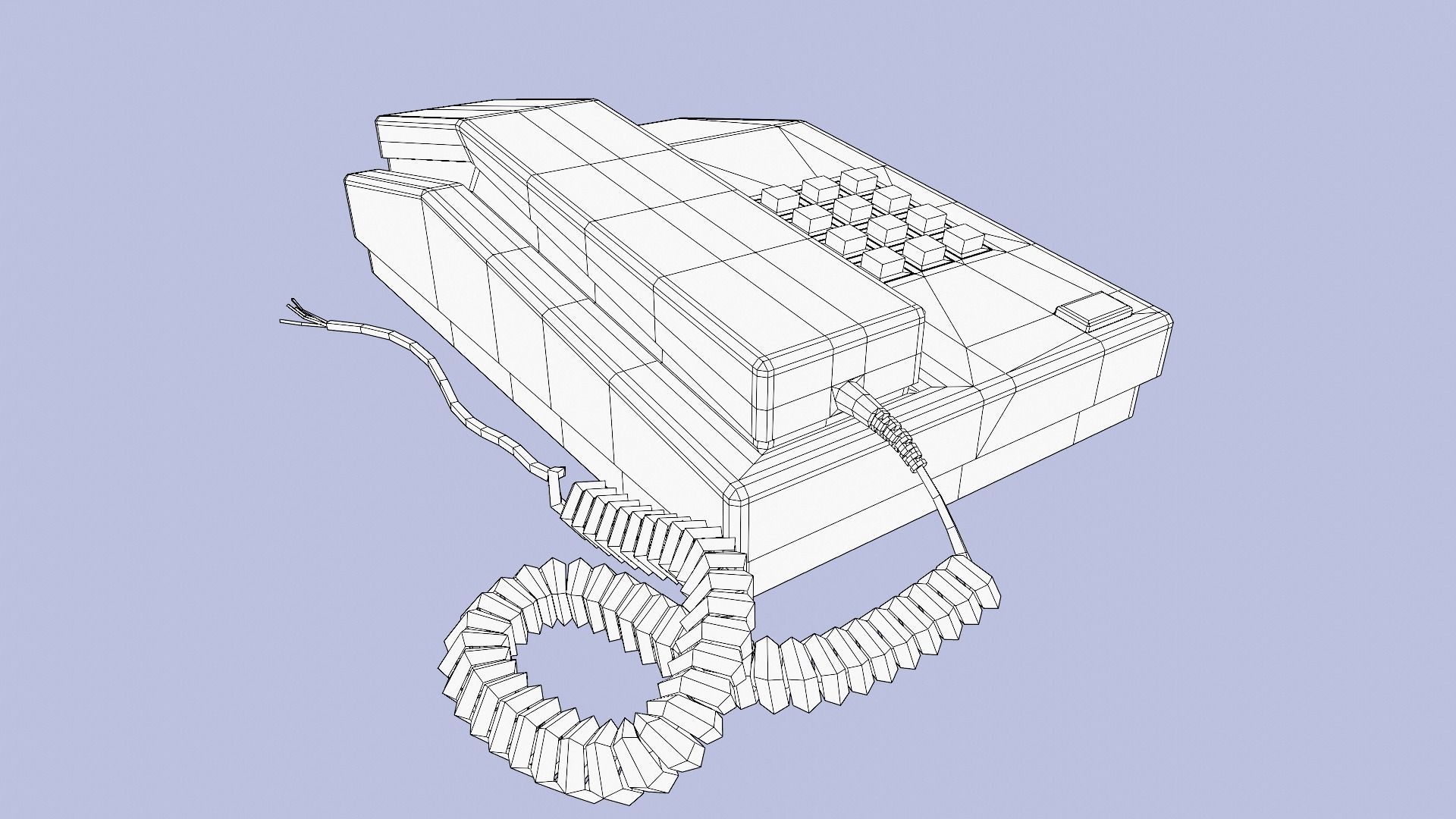 Old Office Phone Low-poly 3D model_7