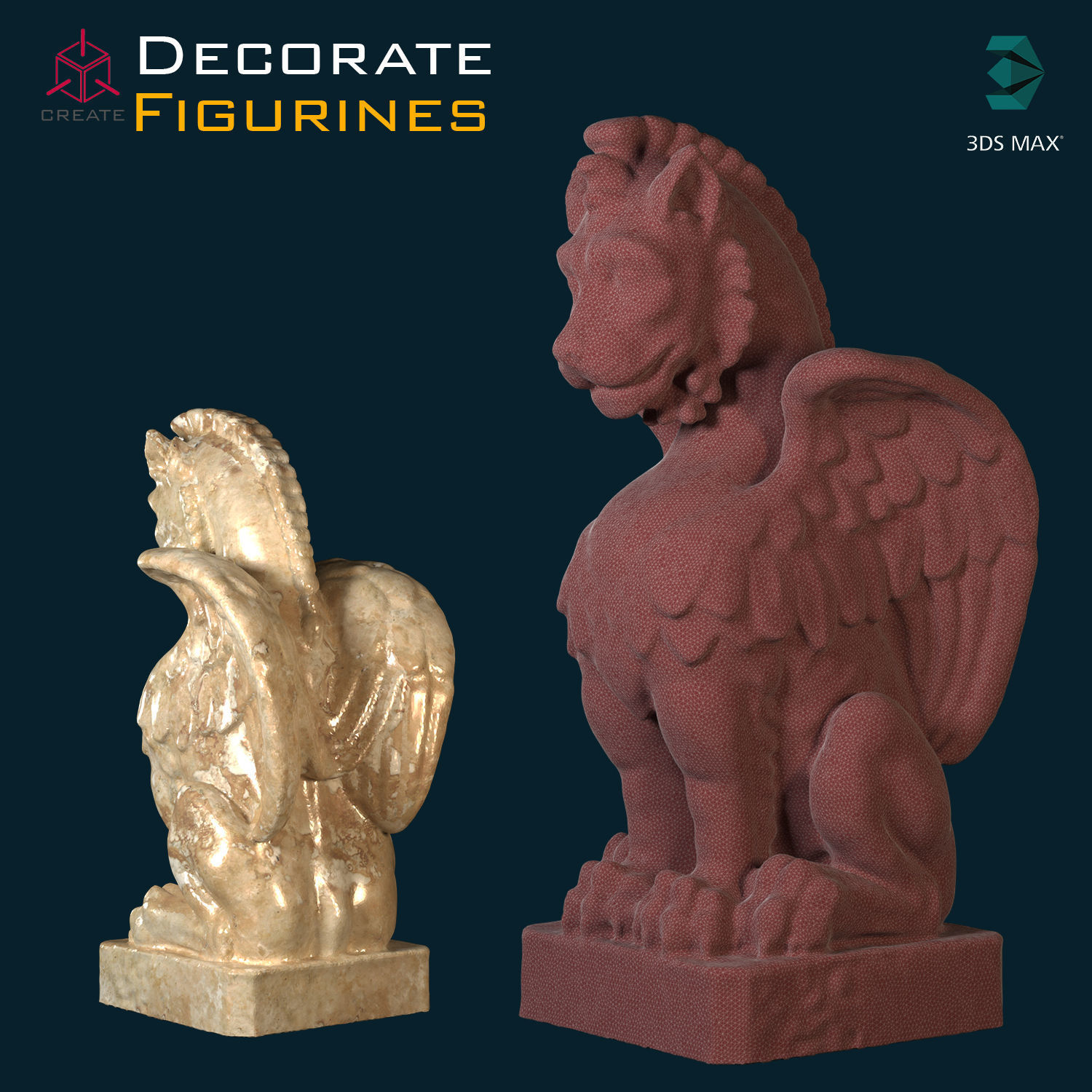 Figure2 marble statue of griffin 3D model_2