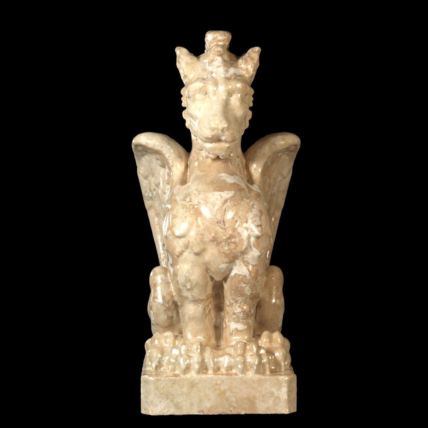 Figure2 marble statue of griffin 3D model_5