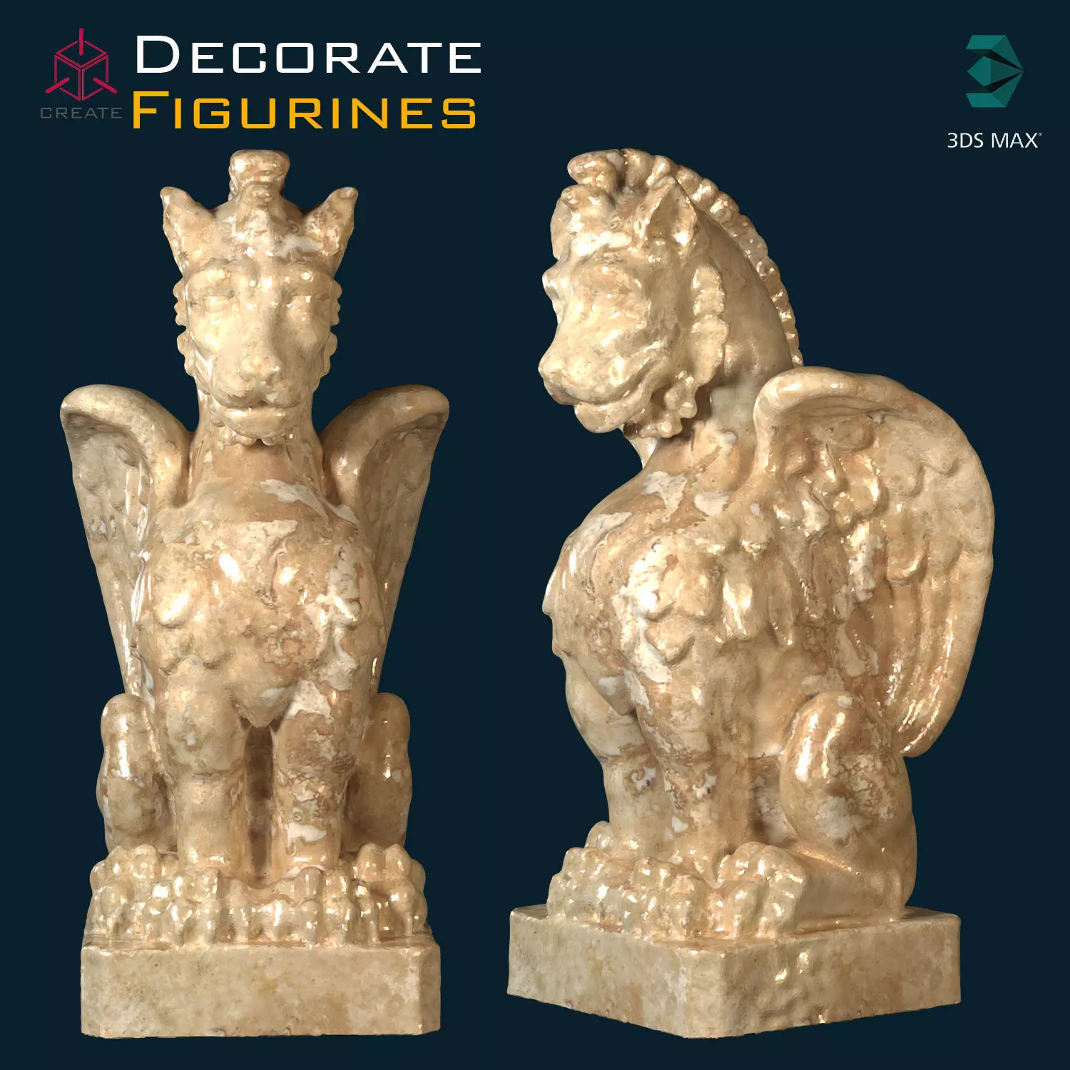 Figure2 marble statue of griffin 3D model_0