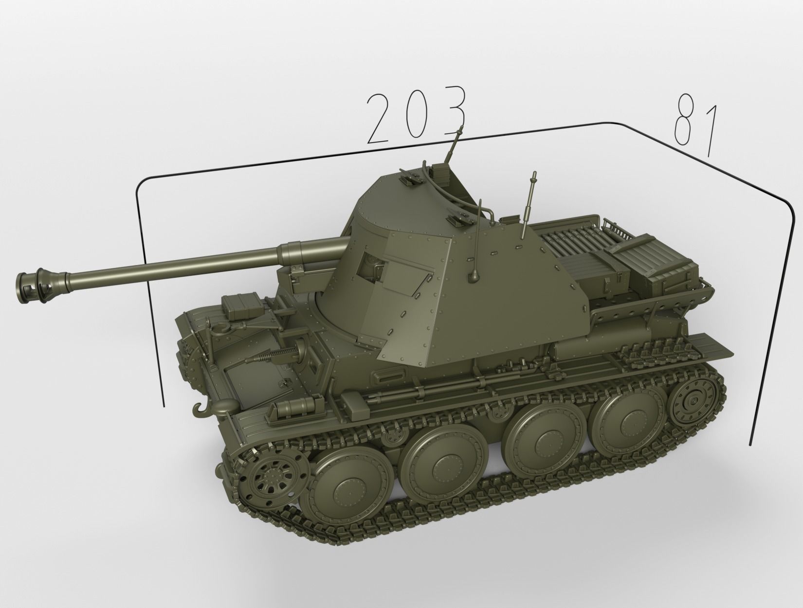 Marder III Ausf H 7cm Pak40 3D print model_1