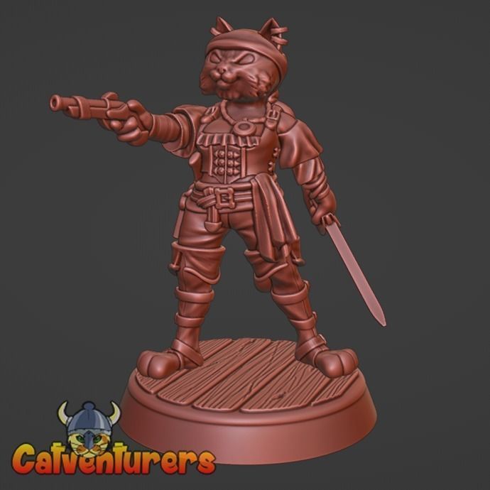 Female Pirate Cat 3D print model_1