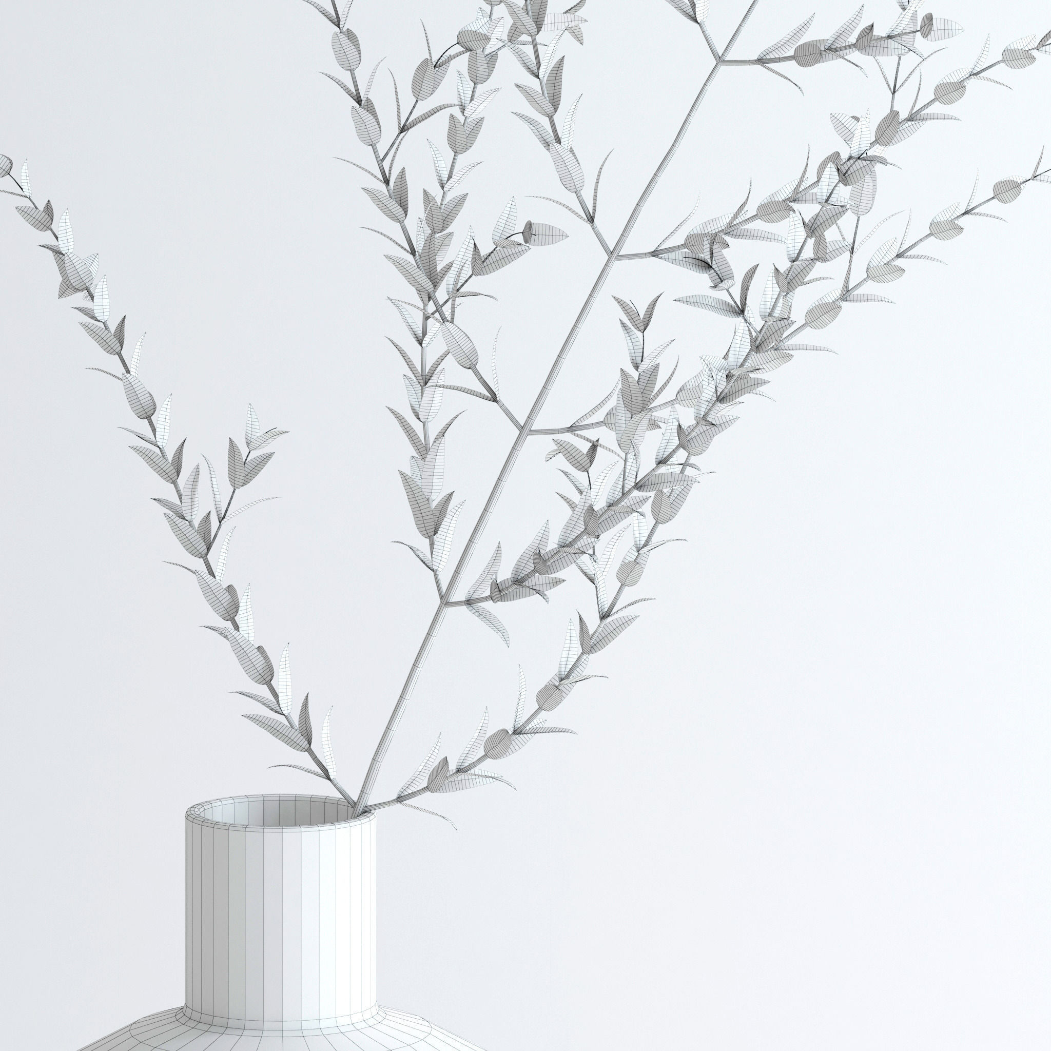Eucalyptus Set leaves in glass vase 3D model_16