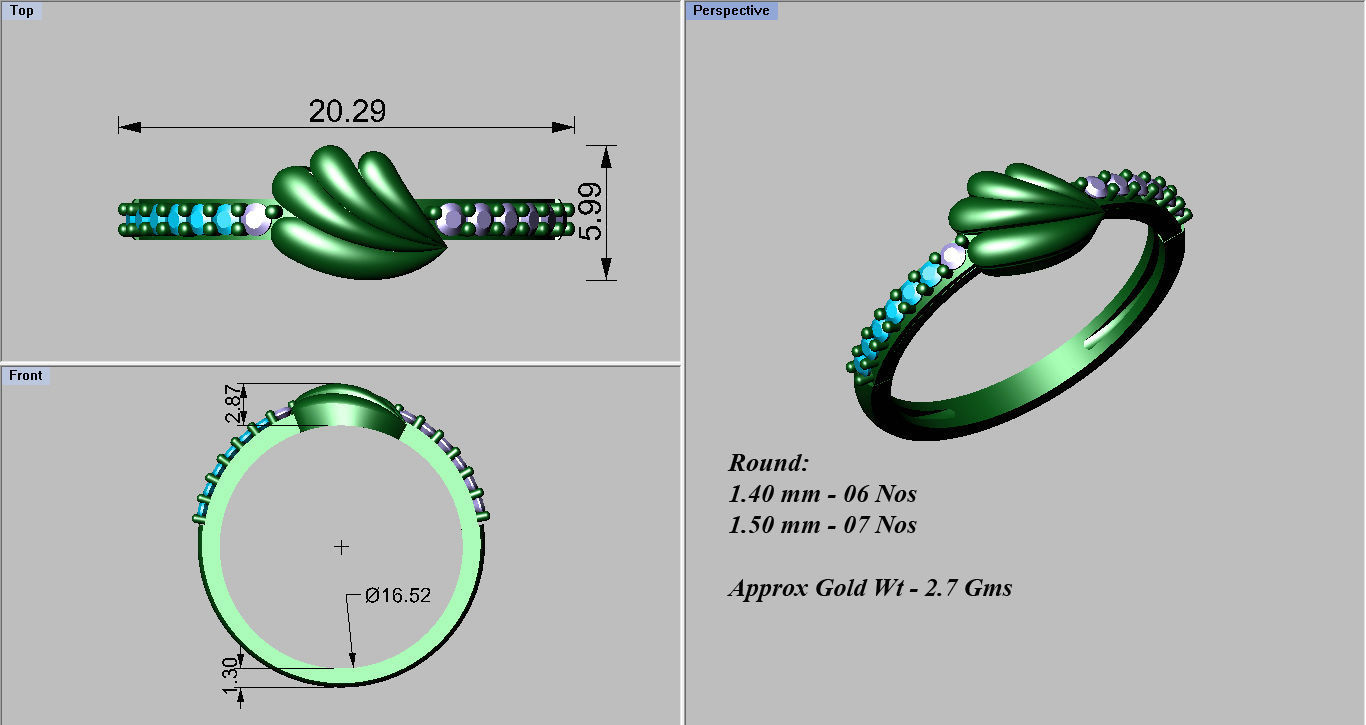 Women Diamond Ring 3dm stl render details 3D print model_4