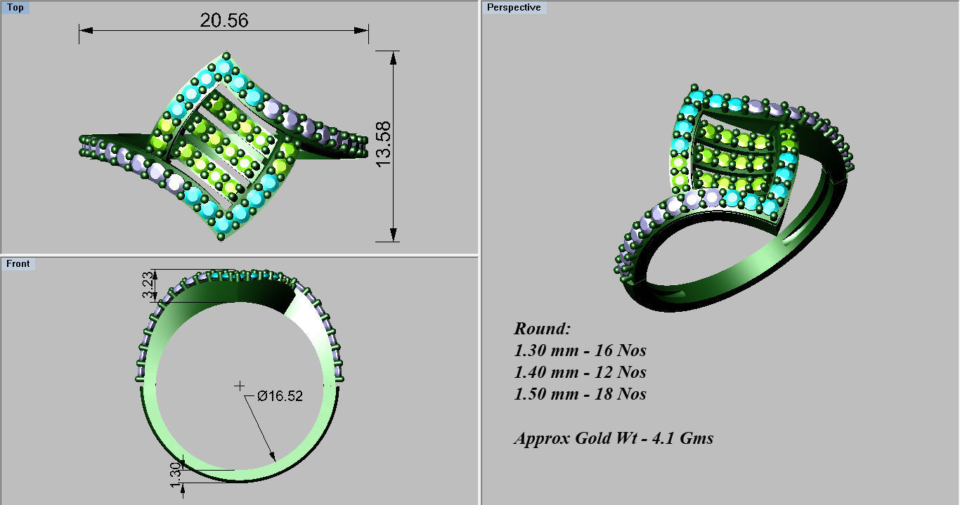 Women Diamond Ring 3dm stl render details 3D print model_5