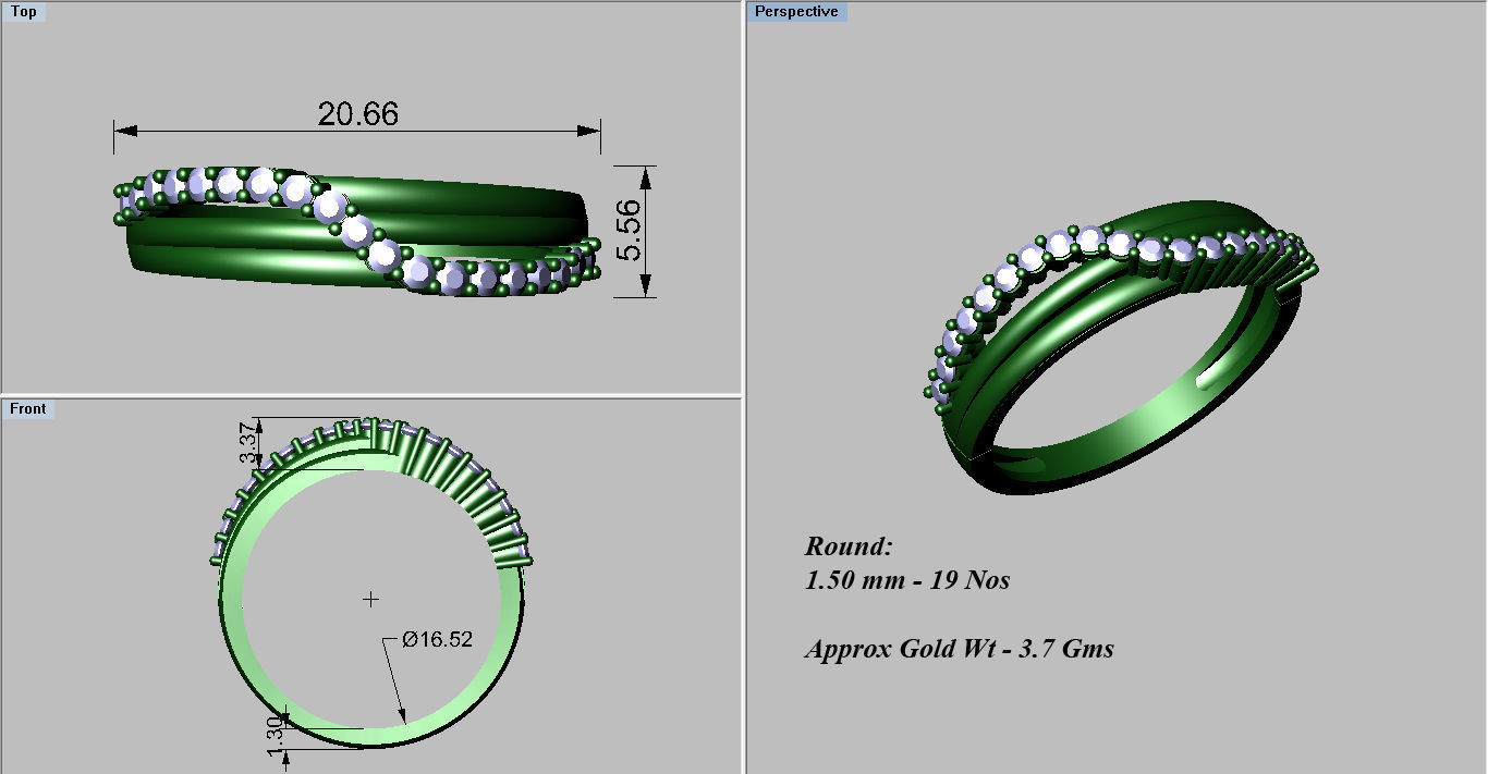 Women Diamond Ring 3dm stl render details 3D print model_4