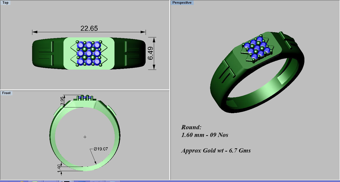 Gents Groom Mens Diamond Band Ring 3dm stl render details 3D print model_4