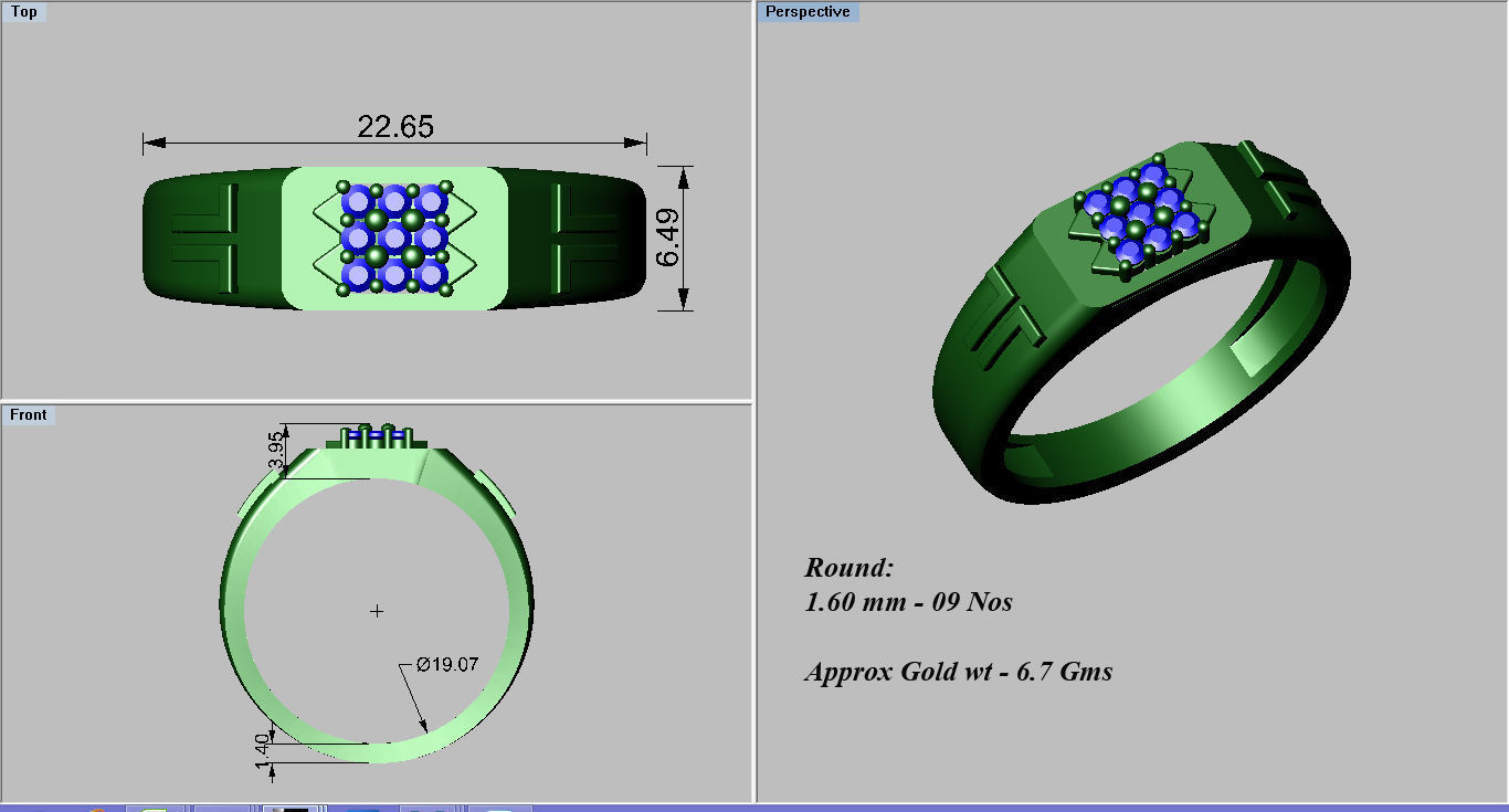 Gents Groom Mens Diamond Band Ring 3dm stl render details 3D print model_5