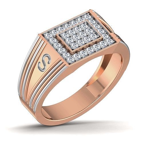 Gents Groom Mens Diamond Band Ring 3dm stl render details 3D print model