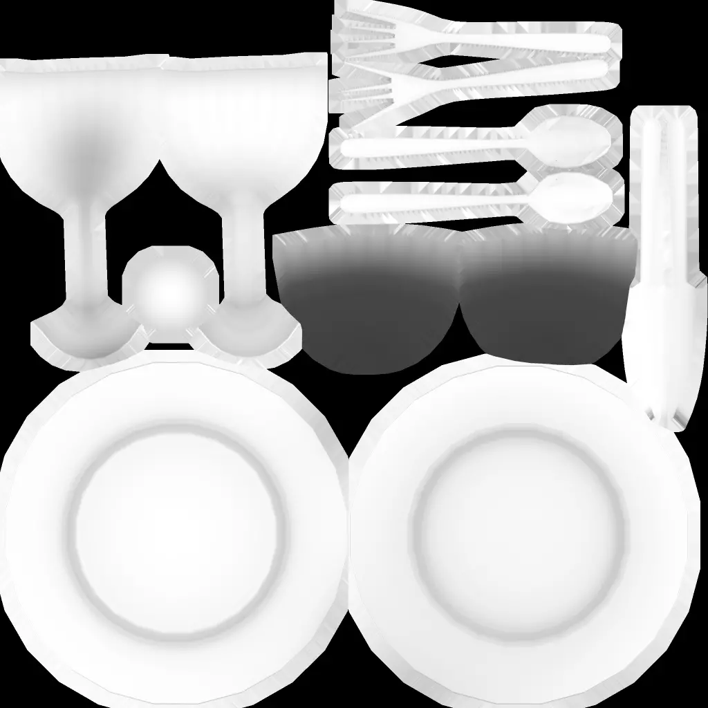 Round Table and Chairs for Game Low-poly 3D model_20