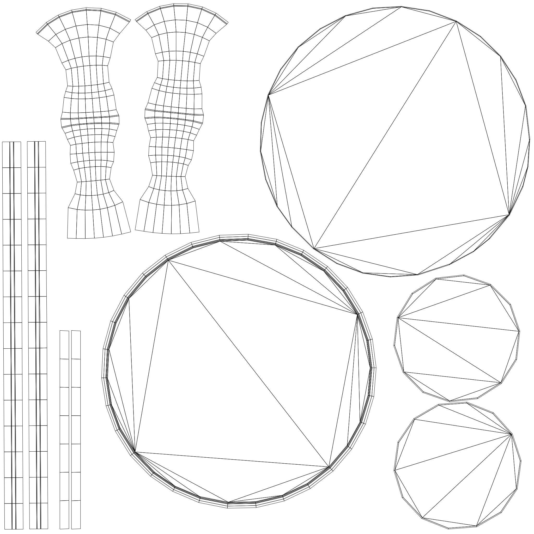 Round Table and Chairs for Game Low-poly 3D model_5