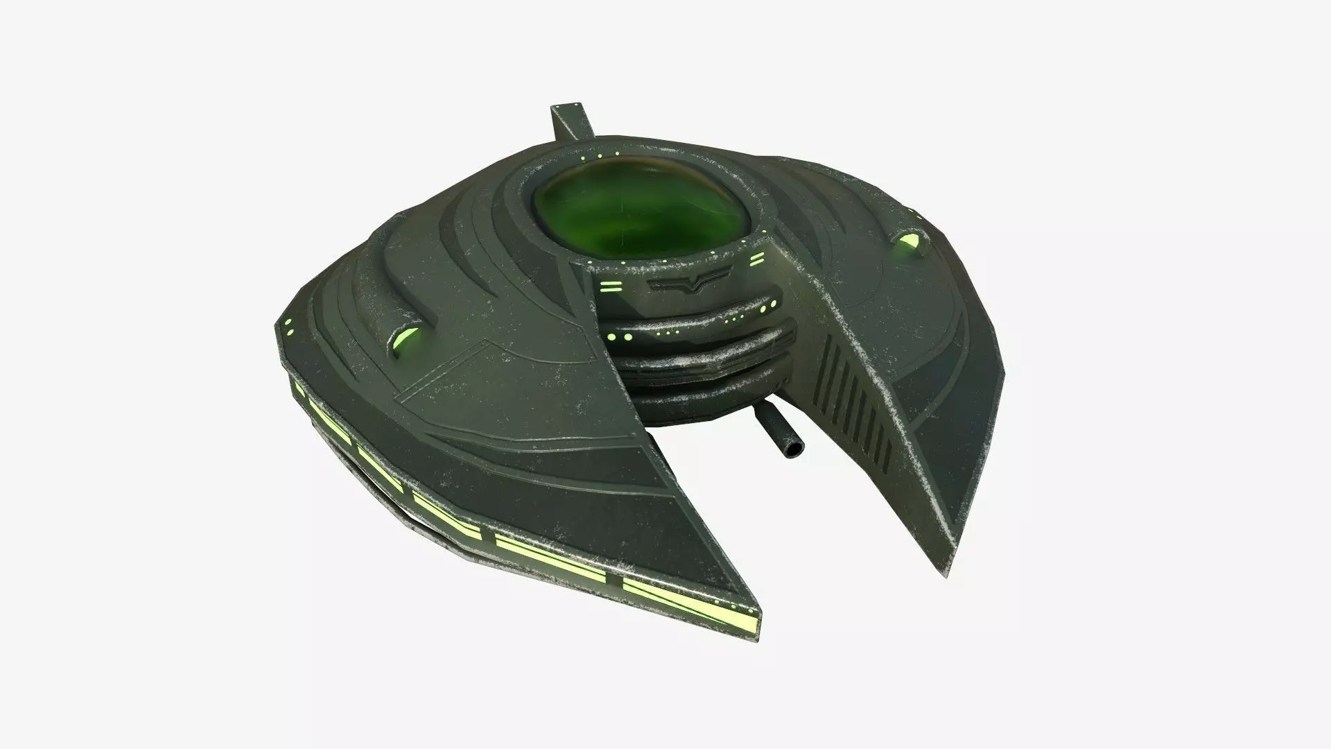 Alien Spaceship UFO D05 Dark Green - Sci Fi Spacecraft Design Low-poly 3D model
