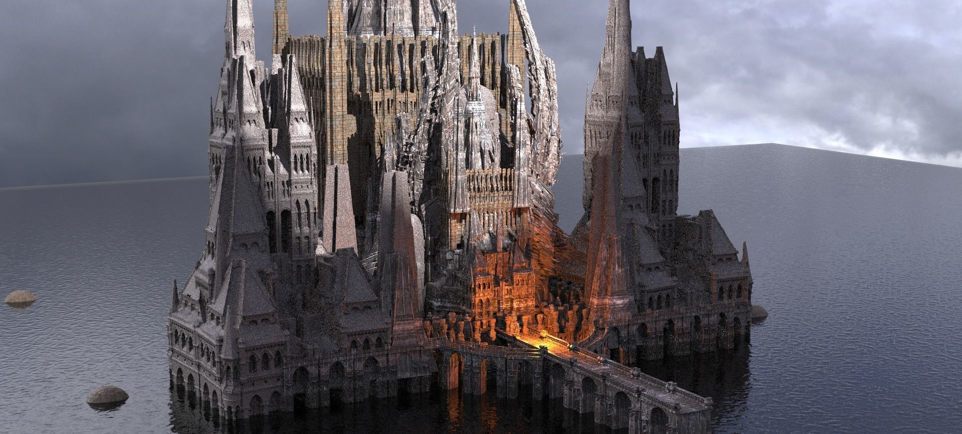 Dukes Dark Castle Tower City Kit bash  3D model_1
