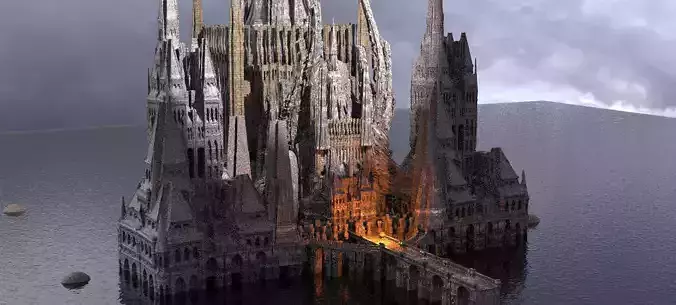 Dukes Dark Castle Tower City Kit bash  3D model