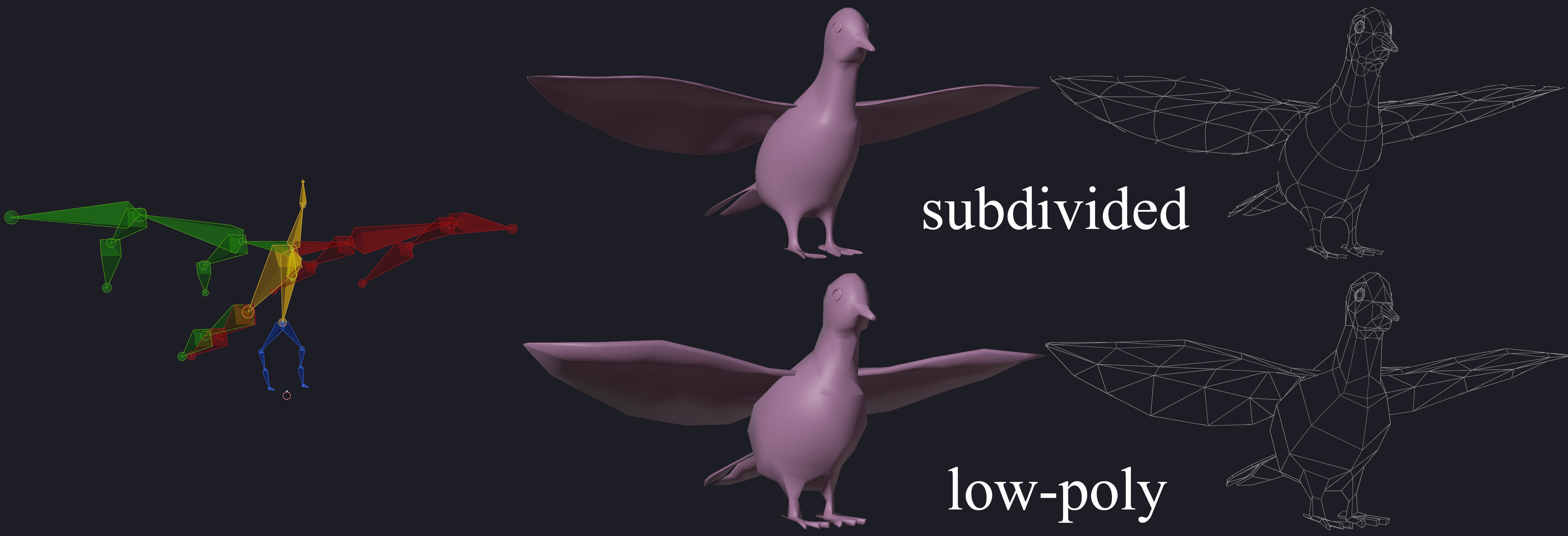 Fully Rigged Textured Animated Pigeon 3D model_5