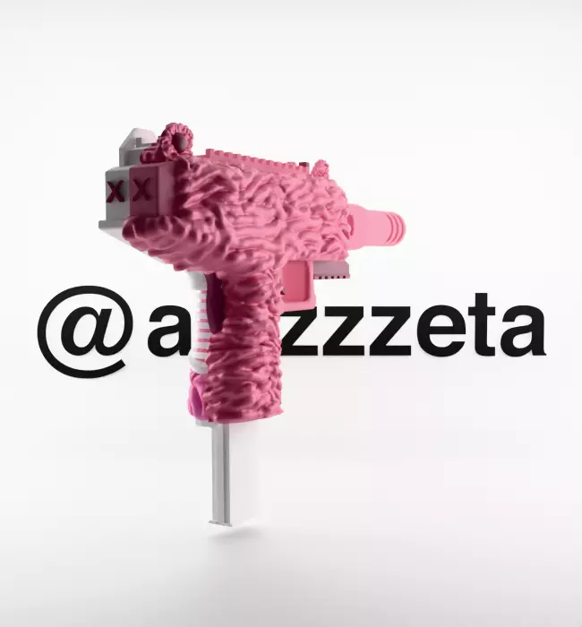 Kaws Uzi BFF Half Flayed Open Textured Low-poly 3D model_34