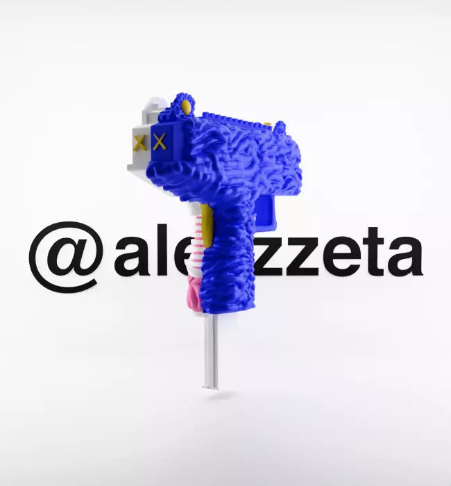 Kaws Uzi BFF Half Flayed Open Textured Low-poly 3D model_4