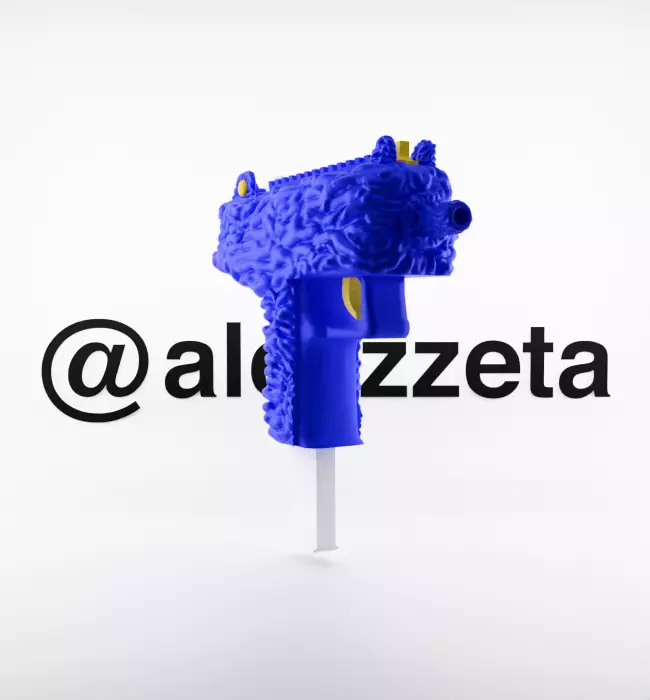Kaws Uzi BFF Half Flayed Open Textured Low-poly 3D model_6