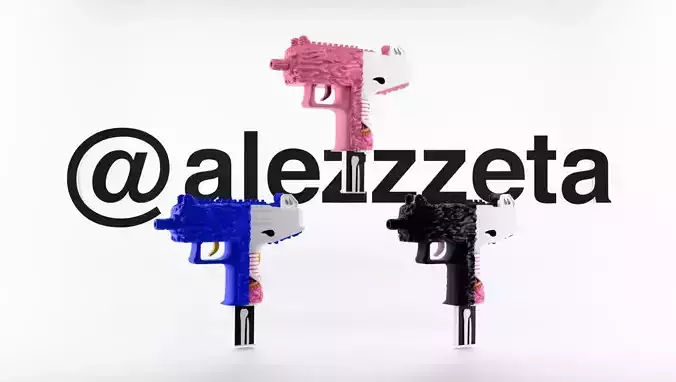 Kaws Uzi BFF Half Flayed Open Textured Low-poly 3D model