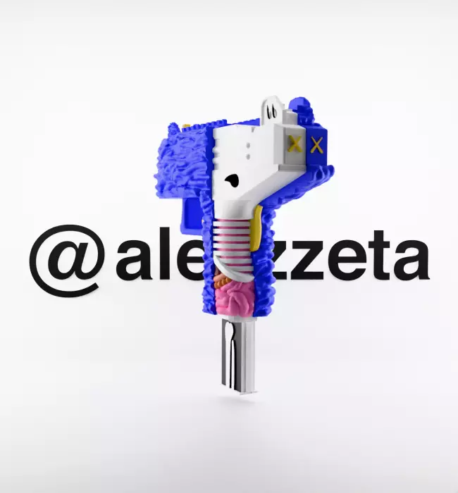 Kaws Uzi BFF Half Flayed Open Textured Low-poly 3D model_3