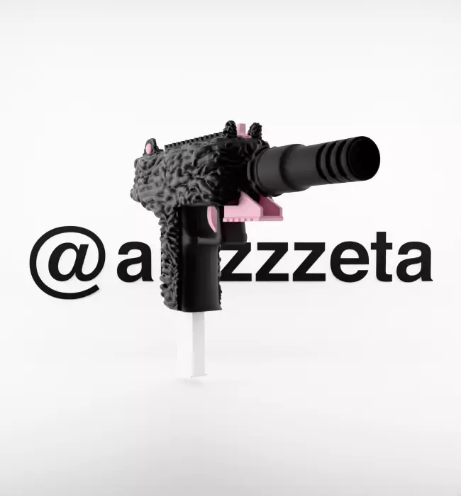 Kaws Uzi BFF Half Flayed Open Textured Low-poly 3D model_30