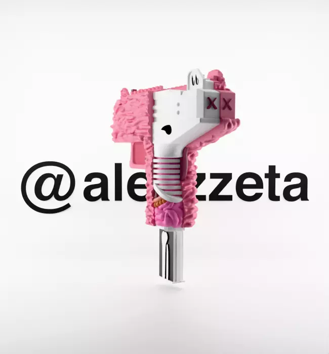 Kaws Uzi BFF Half Flayed Open Textured Low-poly 3D model_15