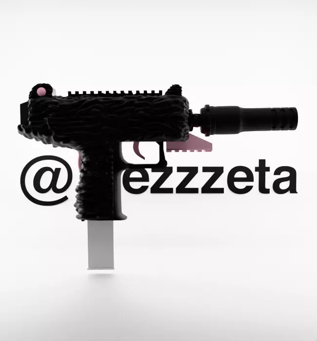 Kaws Uzi BFF Half Flayed Open Textured Low-poly 3D model_29
