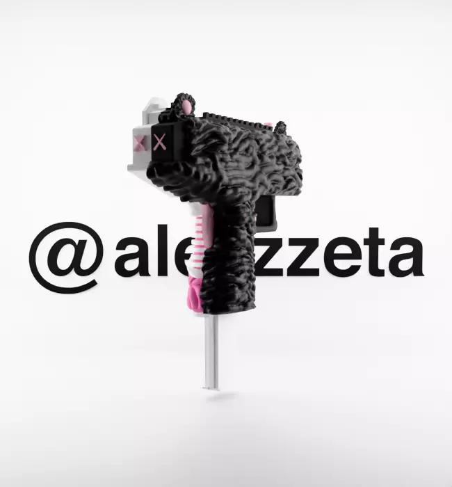 Kaws Uzi BFF Half Flayed Open Textured Low-poly 3D model_10