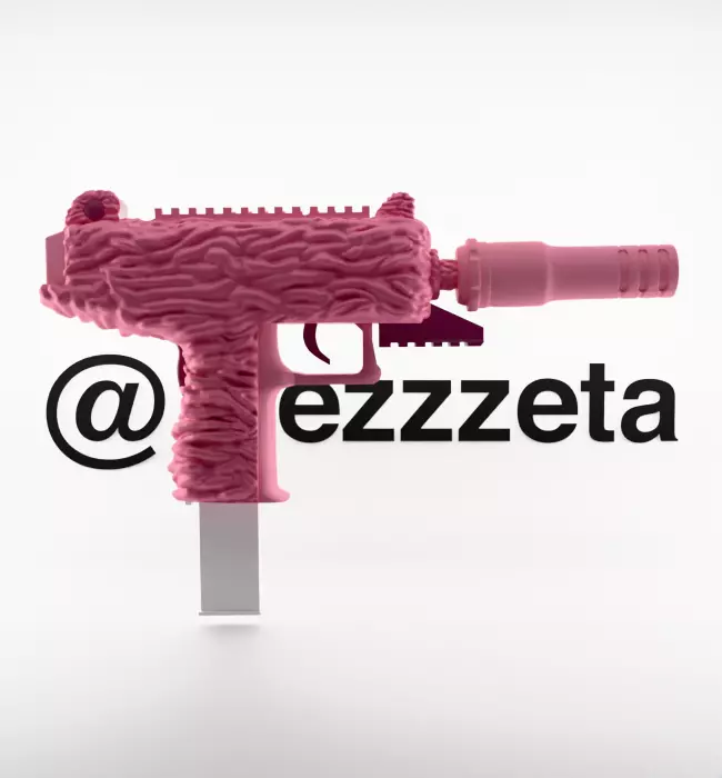 Kaws Uzi BFF Half Flayed Open Textured Low-poly 3D model_35