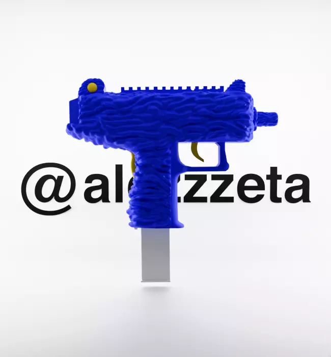 Kaws Uzi BFF Half Flayed Open Textured Low-poly 3D model_5