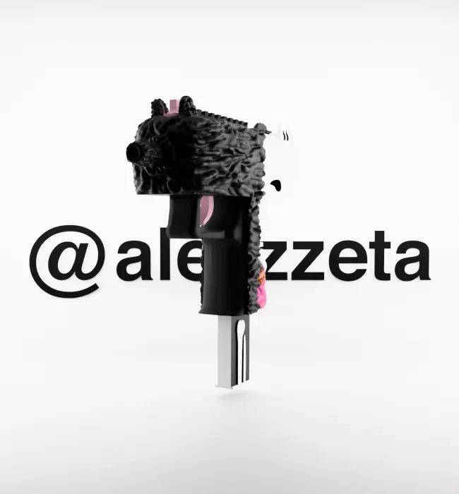 Kaws Uzi BFF Half Flayed Open Textured Low-poly 3D model_13