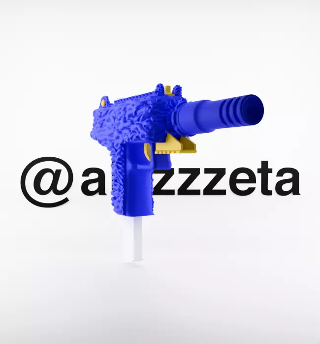 Kaws Uzi BFF Half Flayed Open Textured Low-poly 3D model_24