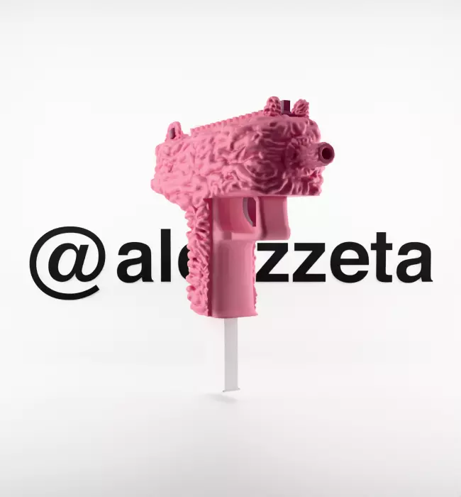 Kaws Uzi BFF Half Flayed Open Textured Low-poly 3D model_18