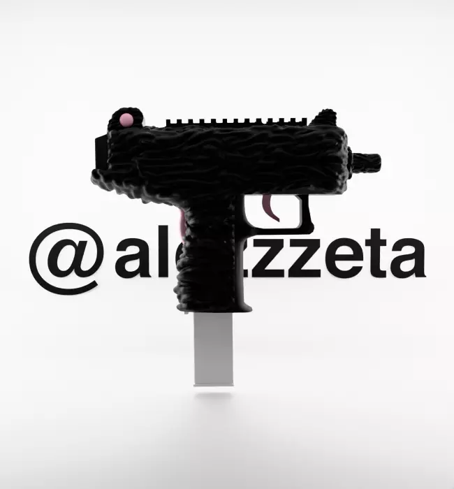 Kaws Uzi BFF Half Flayed Open Textured Low-poly 3D model_11