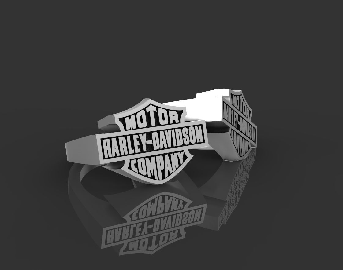Ring signet Harley Davidson 3d modeling 3D print model_1