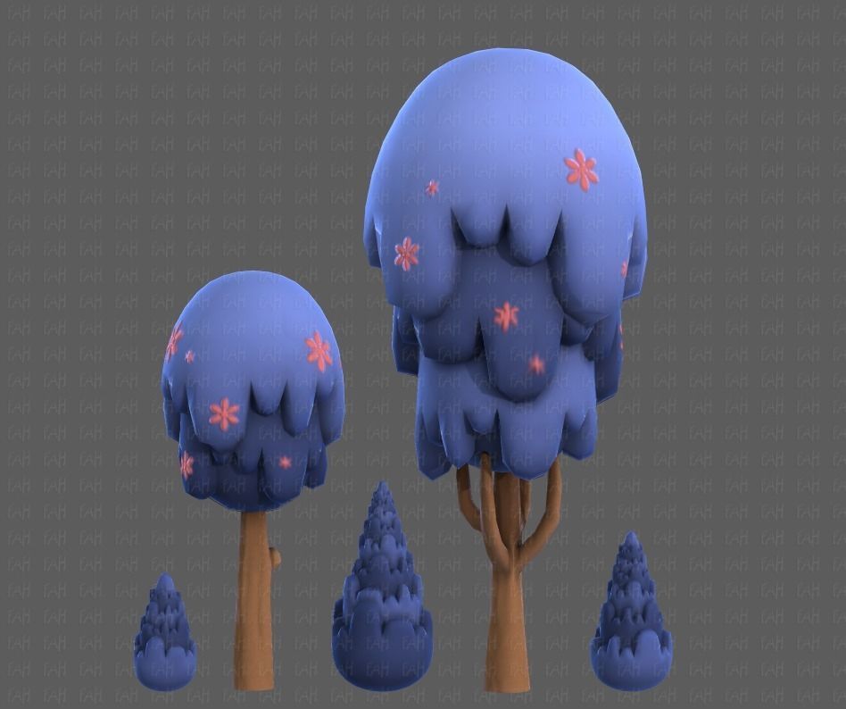 Trees Cartoon V24 Low-poly 3D model_19