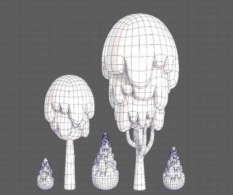 Trees Cartoon V24 Low-poly 3D model_11