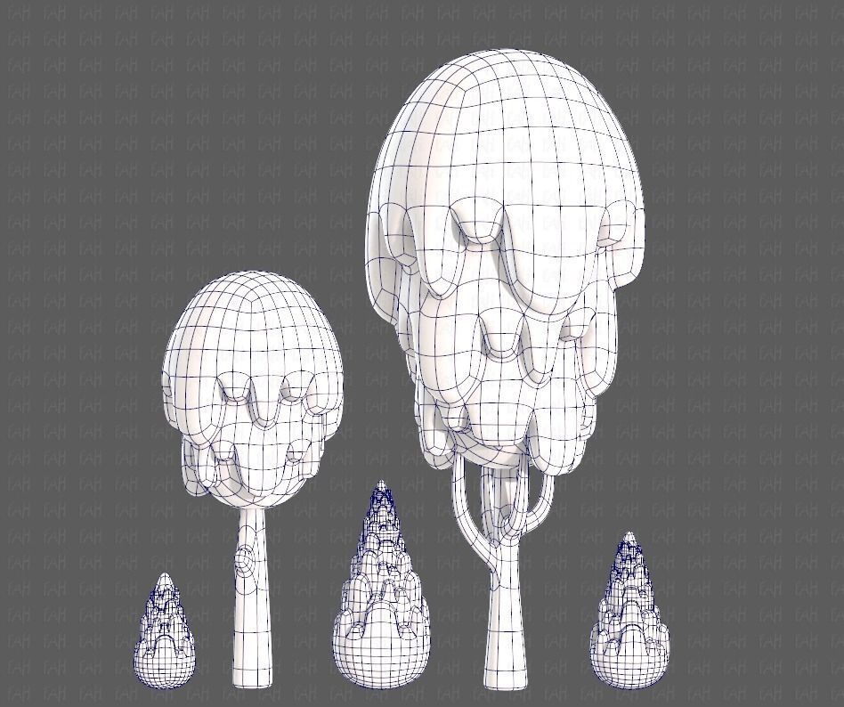 Trees Cartoon V24 Low-poly 3D model_14