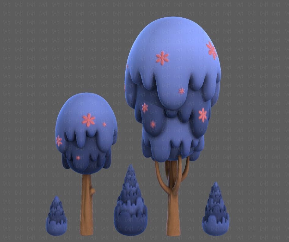 Trees Cartoon V24 Low-poly 3D model_1
