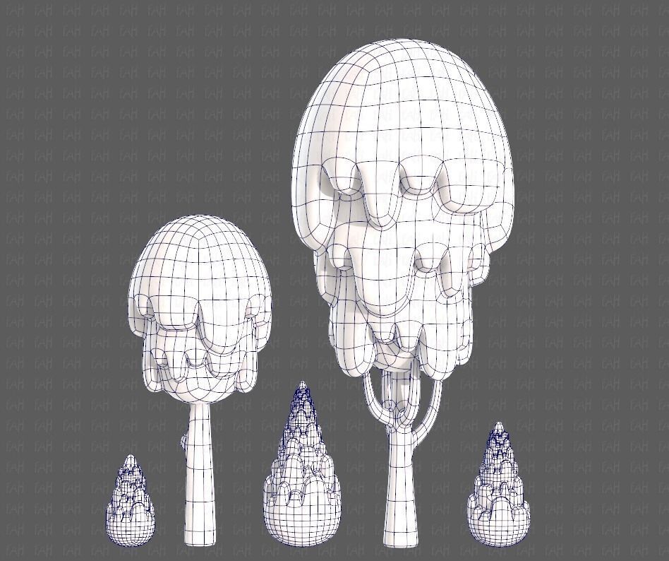 Trees Cartoon V24 Low-poly 3D model_12