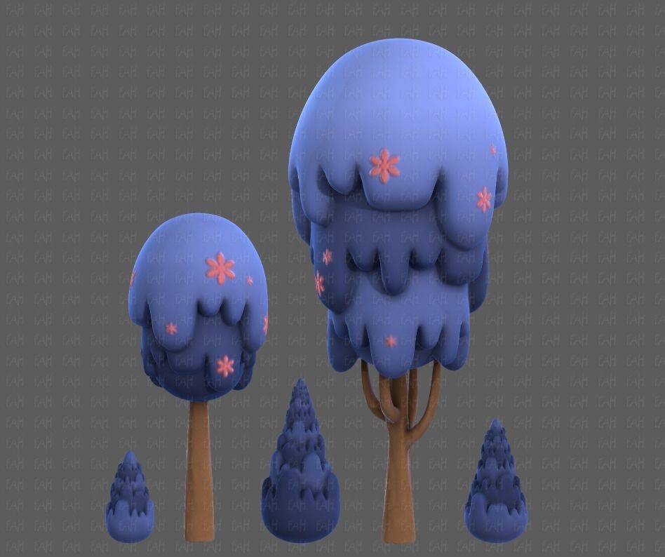 Trees Cartoon V24 Low-poly 3D model_4