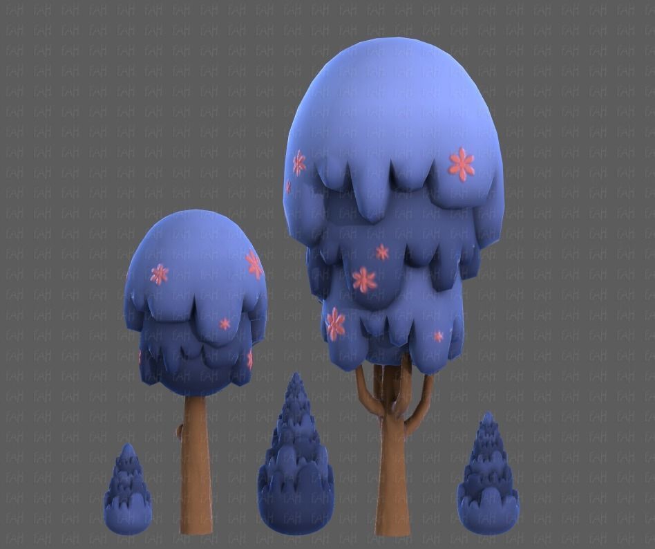 Trees Cartoon V24 Low-poly 3D model_21